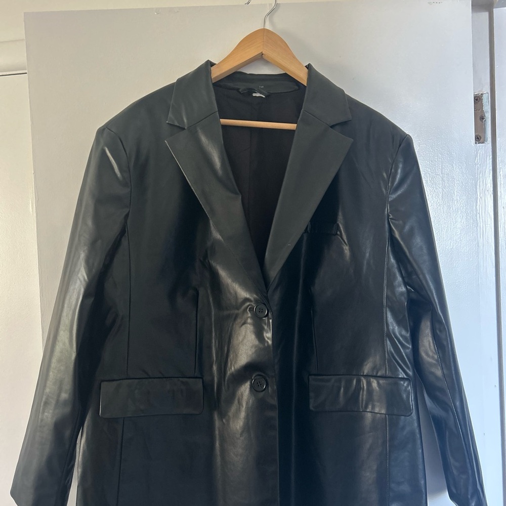 H&M Black Faux Leather Blazer